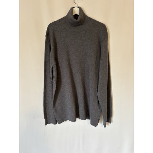 Canali Turtleneck Sweater Mens 54 3XL Cotton Gray Stretch NWOT - Picture 1 of 10